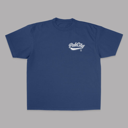 Original Pakcity Navy Blu Tee / Wht logo (Grament Dye)