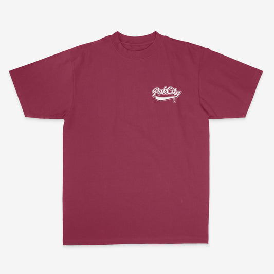 Original Pakcity Burgandy Tee / Wht logo